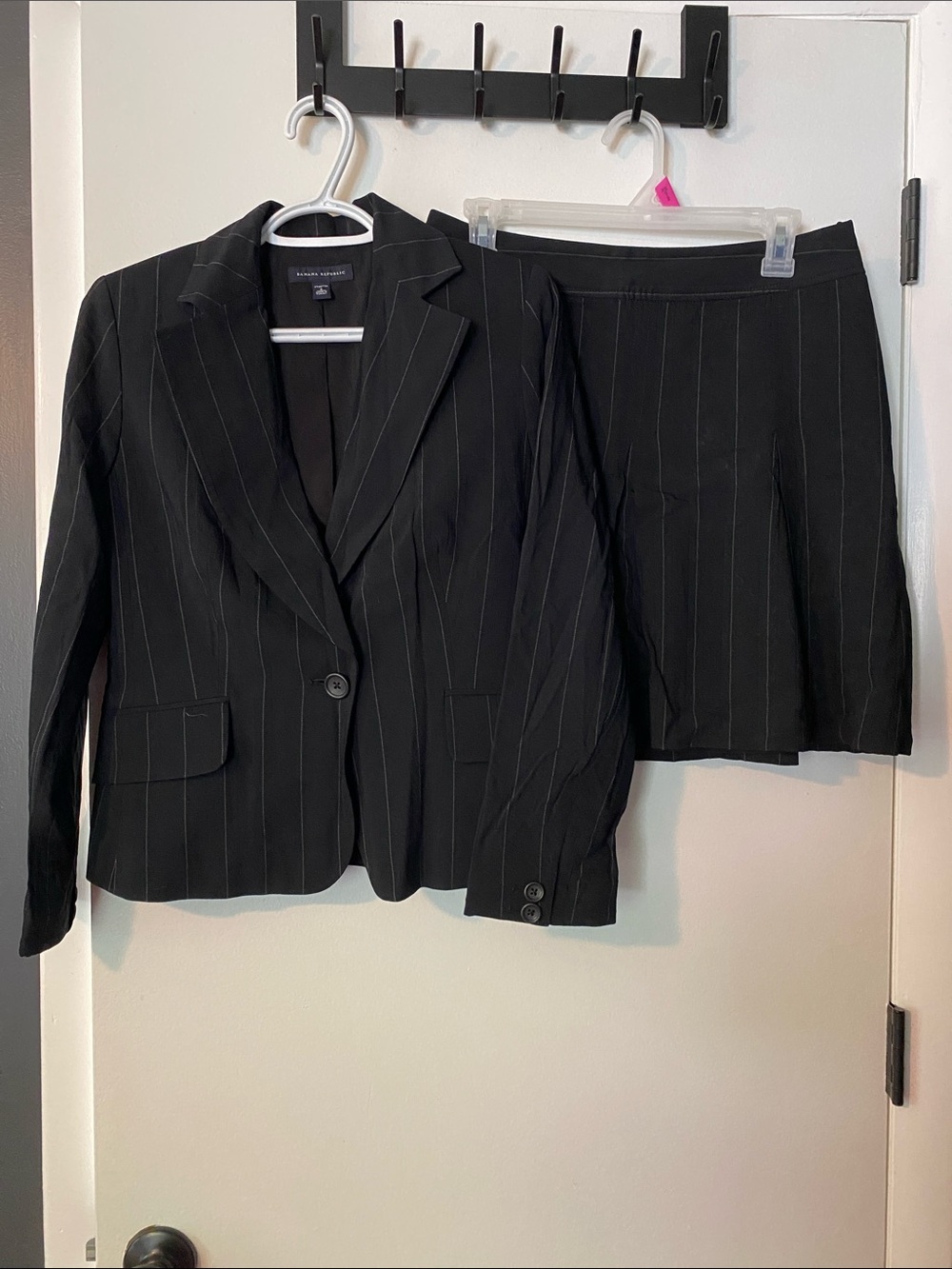 Banana Republic Black Pinstripe Skirt Set